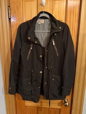 Michael Kors Black Anorak Jacket with Gold-Tone Hardware